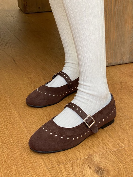 Mary Jane Stud Strap Flats
