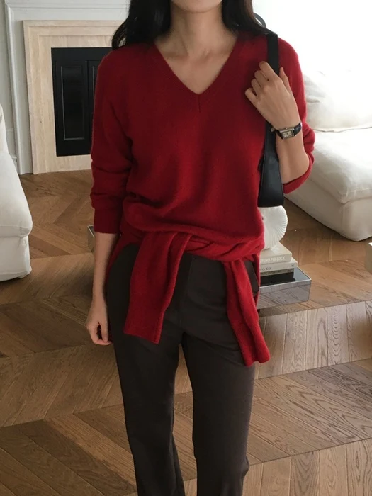 V-neck Wool Cashmere Knit Pullover V-neck Wool Cashmere Knit Pullover