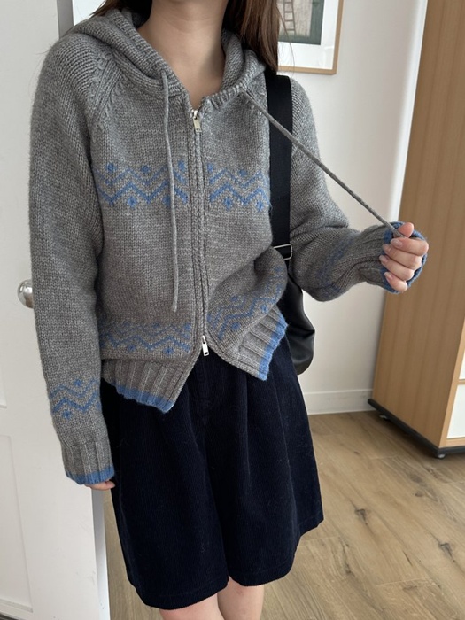 Wished Hood Knit Zip-up