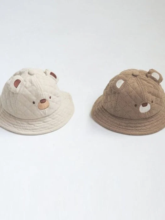 Quilted Corduroy Bear Bucket Hat