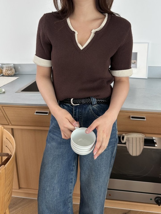 Ribbed Short Sleeved Knit Top Ribbed Short Sleeved Knit Top