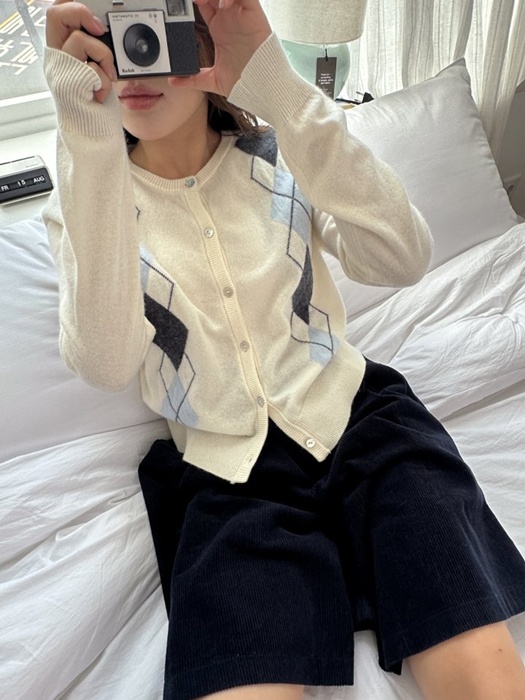 Wool Argyle Cardigan