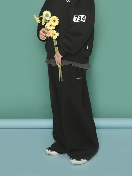 Basic Side Pleated Loose Fit Pants