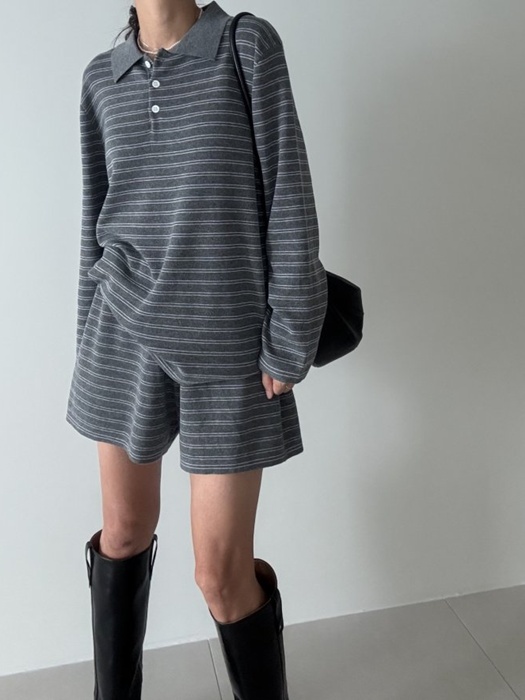 Collar Knit Top Short Set Collar Knit Top Short Set