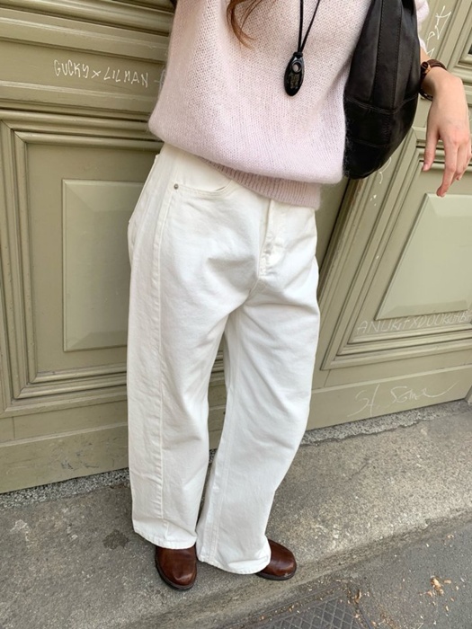 Diagonal Fall Ivory Denim Pants Diagonal Fall Ivory Denim Pants