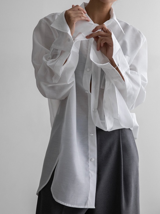 LUX Double Sleeve Cap Detail Organza Shirt LUX Double Sleeve Cap Detail Organza Shirt