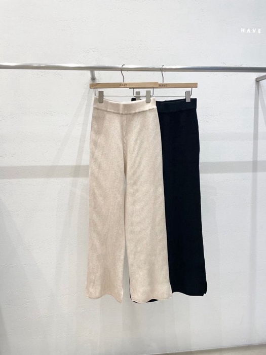 Ribbed Side Slit Knit Pants