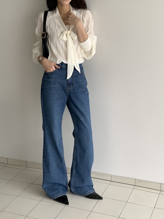 Blue Bootcut Wide Denim Pants Blue Bootcut Wide Denim Pants