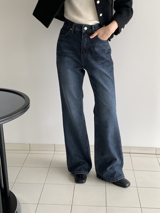 Dark Blue Bootcut Wide Denim Pants Dark Blue Bootcut Wide Denim Pants