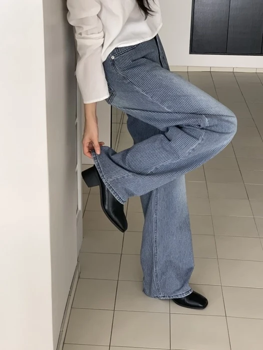 Wide Stripe Denim Pants Wide Stripe Denim Pants