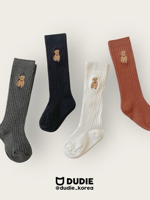 Bear Embroidered Knee Socks Set (set of 4) Bear Embroidered Knee Socks Set (set of 4)