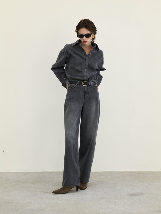 Gray Straight Denim Pants