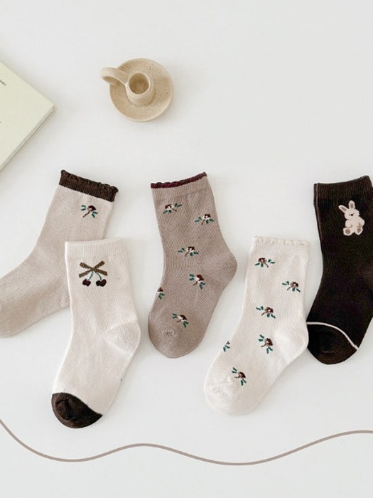 Flower Bunny Socks Set (set of 5)