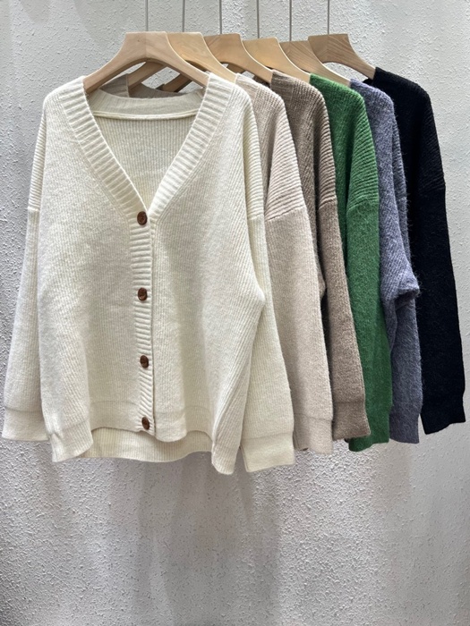 V-neck Long Knit Cardigan