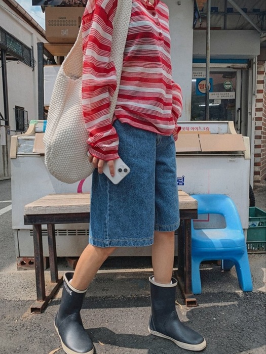 Black Washed Blue Bermuda Denim Shorts Black Washed Blue Bermuda Denim Shorts