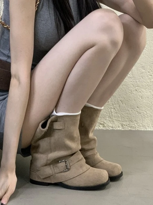Buckle Strap Half Boots