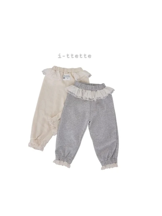 Puffy Lace Frill Jogger Pants