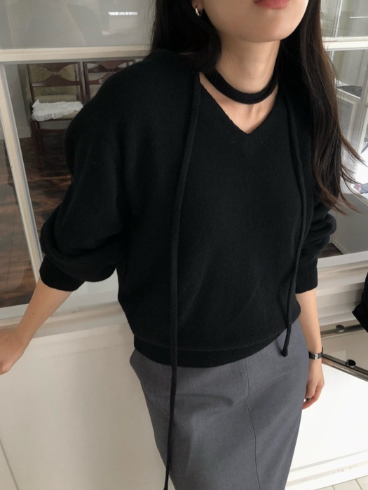 Wool Cashmere V-neck Robe Knit Wool Cashmere V-neck Robe Knit