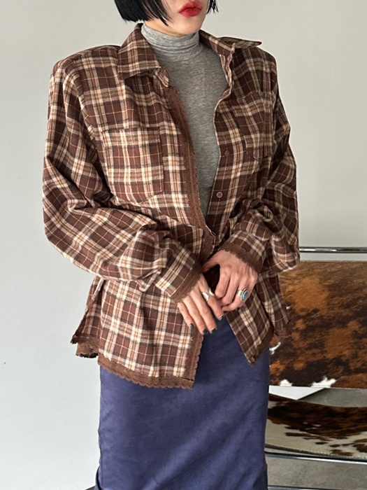 Mocha Check Shirt (Removable Pads) Mocha Check Shirt (Removable Pads)