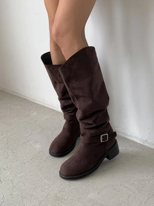 Suede Buckle Boots