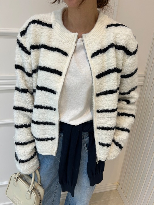 Boucle Stripe Zip-up