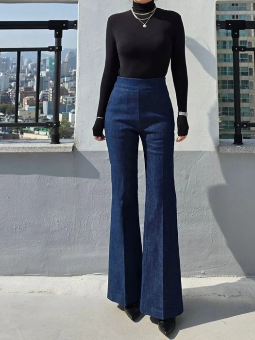 Peach Denim Bootcut Pants
