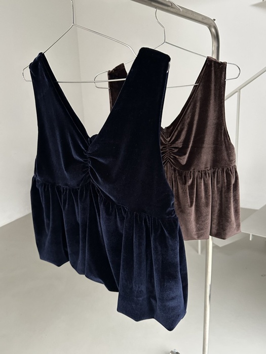 Velvet Shirring Vest
