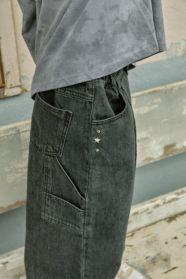 A-Market - Korean Children Fashion - #stylishchildhood - Black Denim Carfender Pants - 4