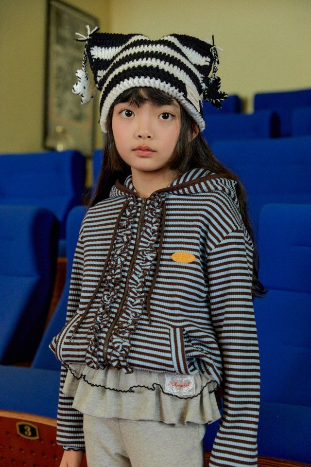 A-Market - Korean Children Fashion - #childrensboutique - Frill Hooded Zip-Up (Kids) - 8