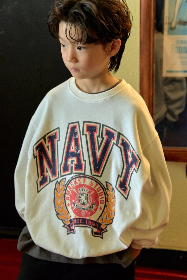 A-Market - Korean Children Fashion - #discoveringself - Navy Sweatshirt - 10