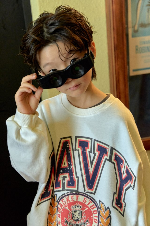 A-Market - Korean Children Fashion - #kidsshorts - Navy Sweatshirt - 12