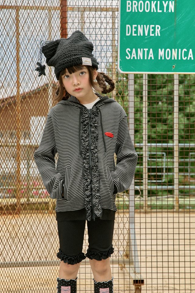 A-Market - Korean Children Fashion - #todddlerfashion - Frill Hooded Zip-Up (Junior) - 4