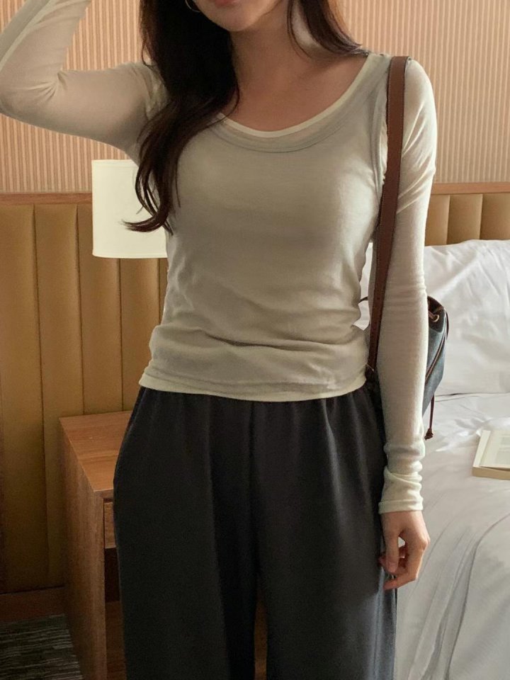 Afarrier - Korean Women Fashion - #momslook - Round Sleeveless Set Top - 11