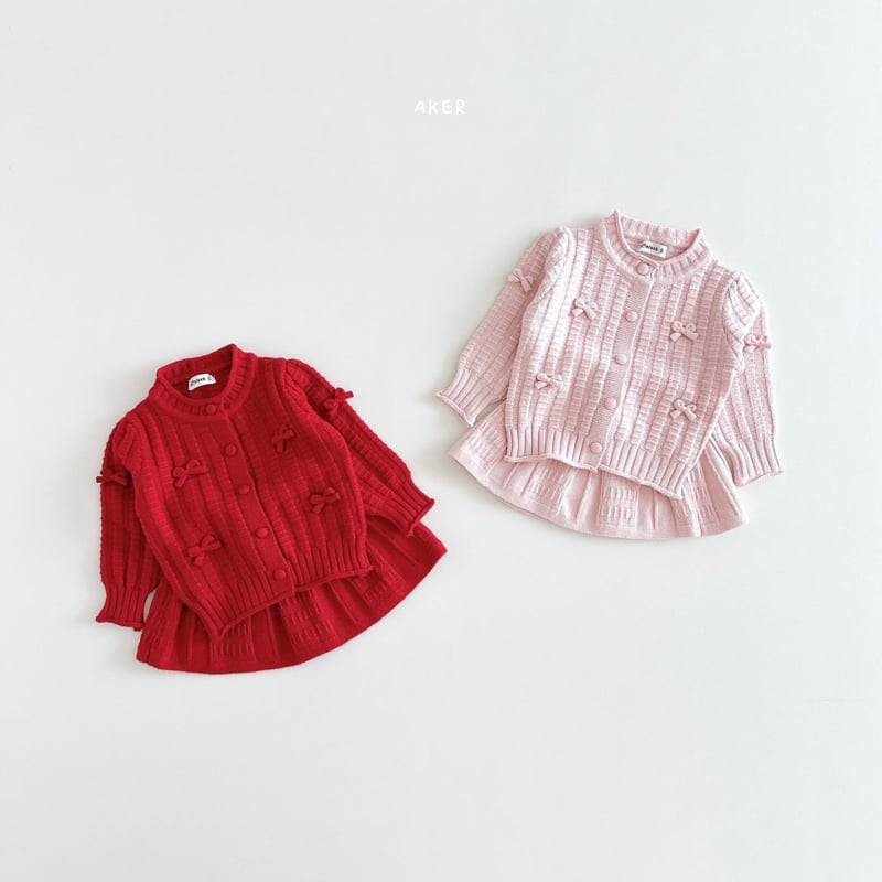 Aker - Korean Children Fashion - #kidsshorts - Ribbon Cardigan Set - 6