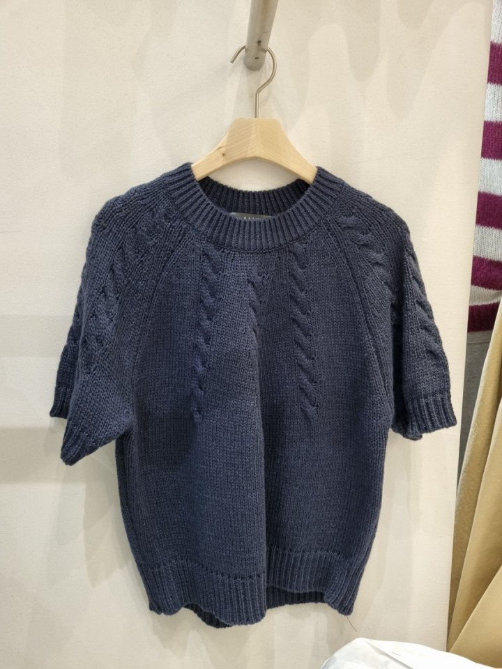 Allu - Korean Women Fashion - #momslook - Cable Short Sleeve Knit - 3