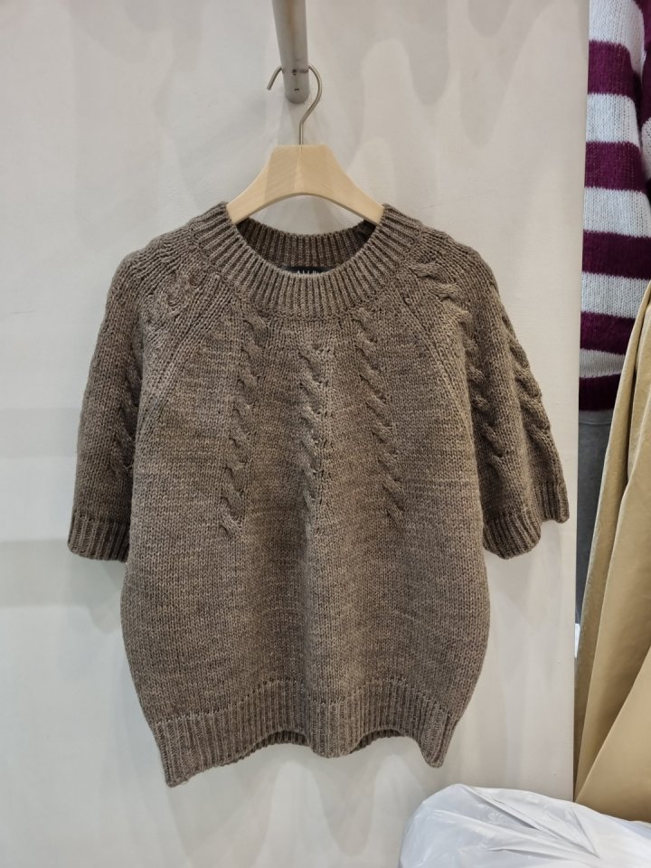 Allu - Korean Women Fashion - #momslook - Cable Short Sleeve Knit - 5