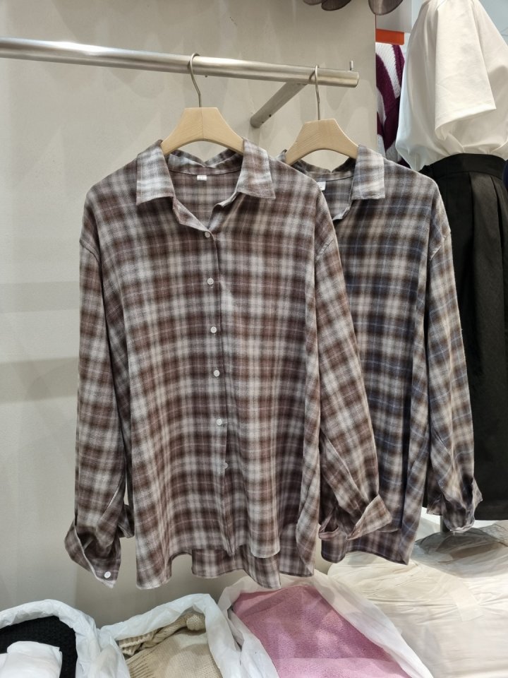 Allu - Korean Women Fashion - #momslook - Slow Check Shirt