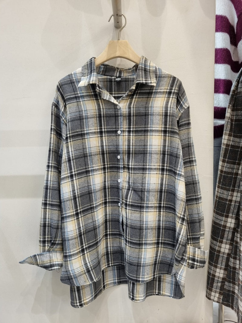 Allu - Korean Women Fashion - #vintagekidsstyle - Brownie Check Shirt - 4
