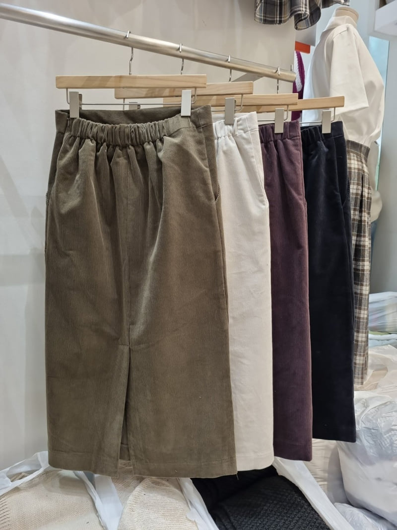 Allu - Korean Women Fashion - #restrostyle - Corduroy Span Skirt - 2