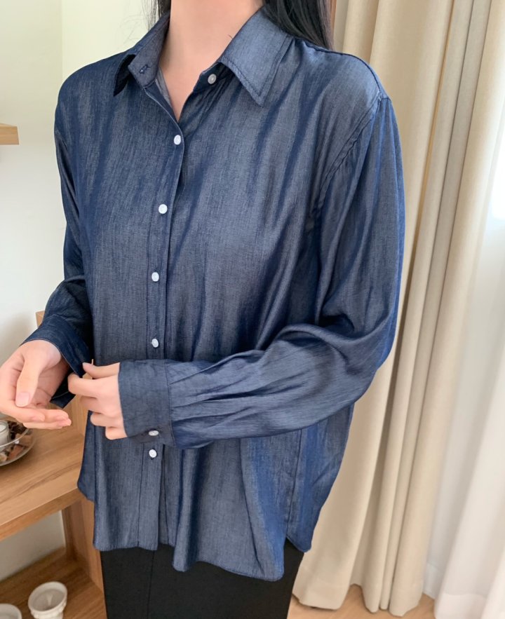 Allu - Korean Women Fashion - #romanticstyle - Tencel Denim Shirt - 7