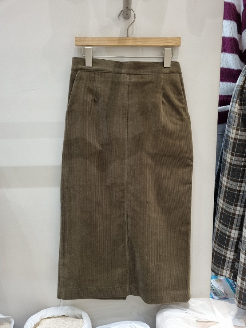 Allu - Korean Women Fashion - #romanticstyle - Corduroy Span Skirt - 3