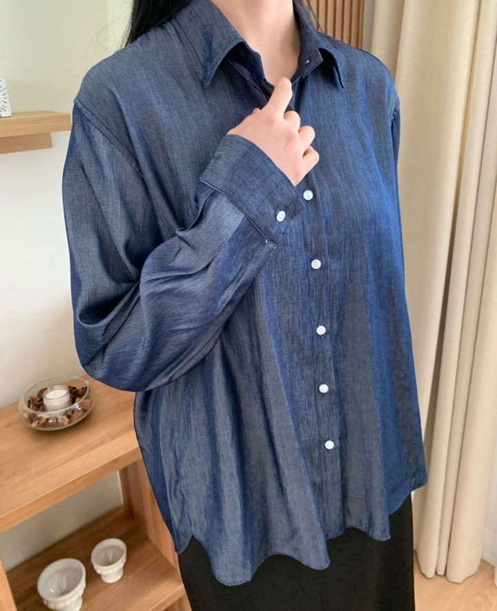 Allu - Korean Women Fashion - #vintageinspired - Tencel Denim Shirt - 3