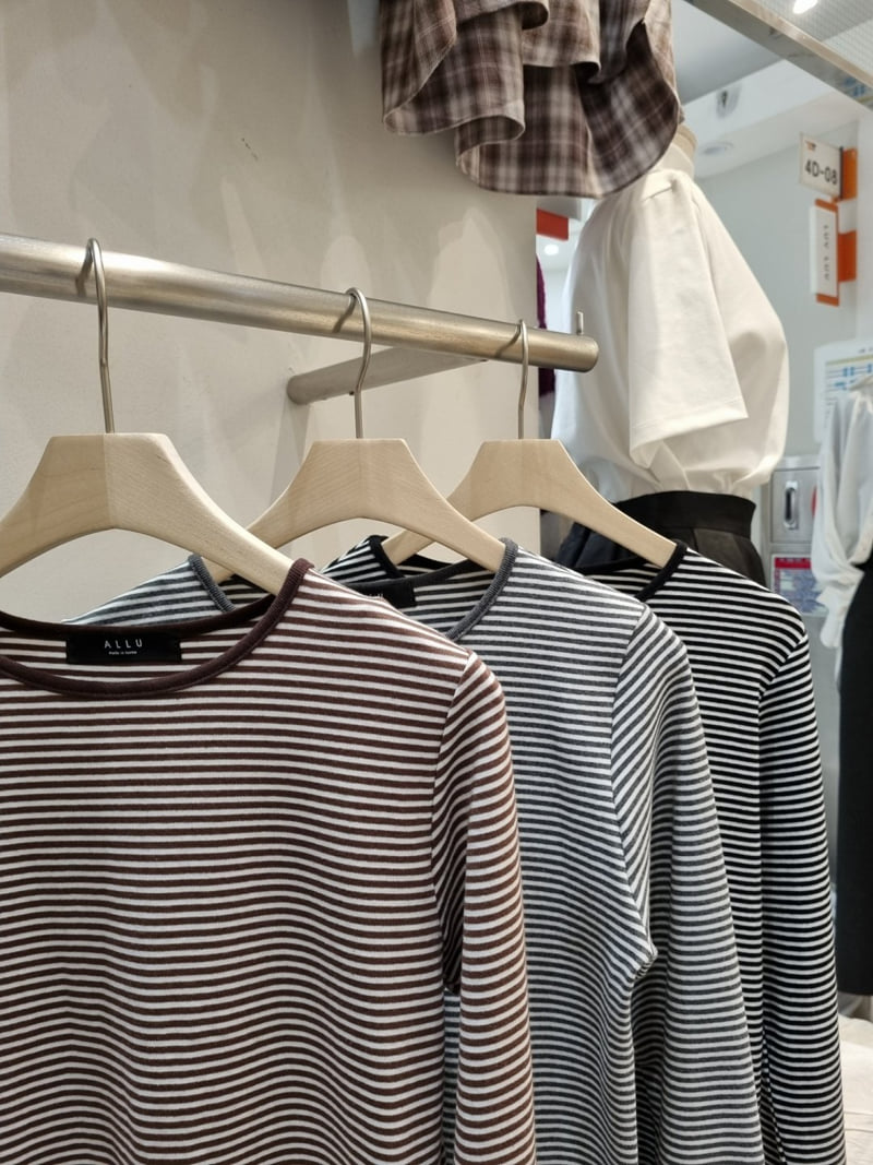 Allu - Korean Women Fashion - #vintageinspired - Soft Stripe Tee - 2