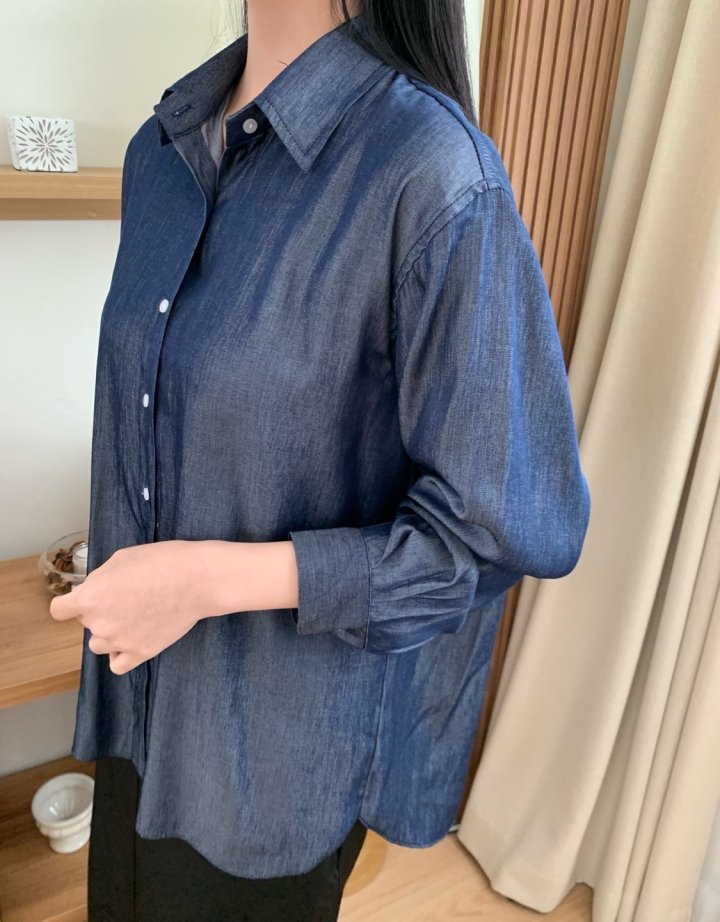 Allu - Korean Women Fashion - #vintageinspired - Tencel Denim Shirt - 4
