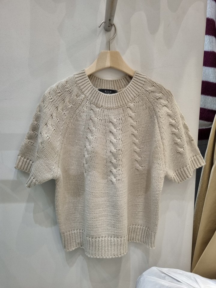 Allu - Korean Women Fashion - #momslook - Cable Short Sleeve Knit - 4