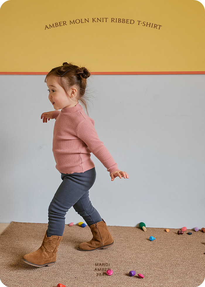 Amber - Korean Children Fashion - #designkidswear - Molne Ribbed Knit Tee