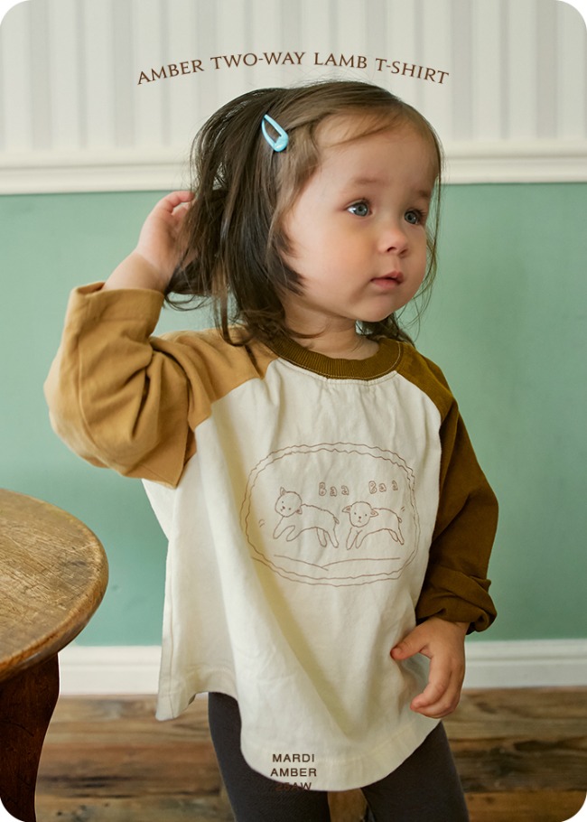Amber - Korean Children Fashion - #fashionkids - Two-way Baby Sheep Print Tee