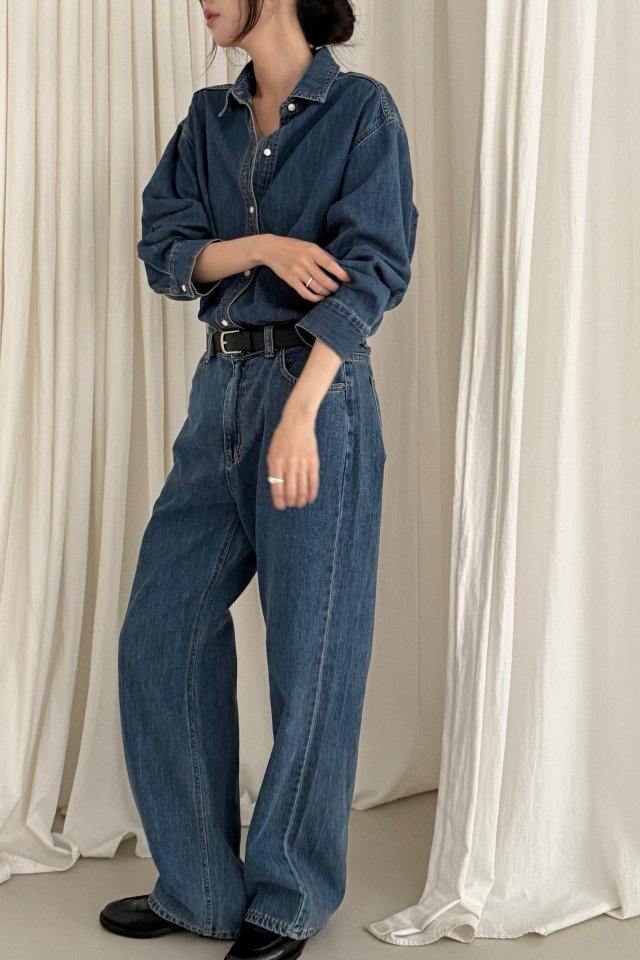 Amygrace - Korean Women Fashion - #momslook - Ciho Denim Shirt - 11