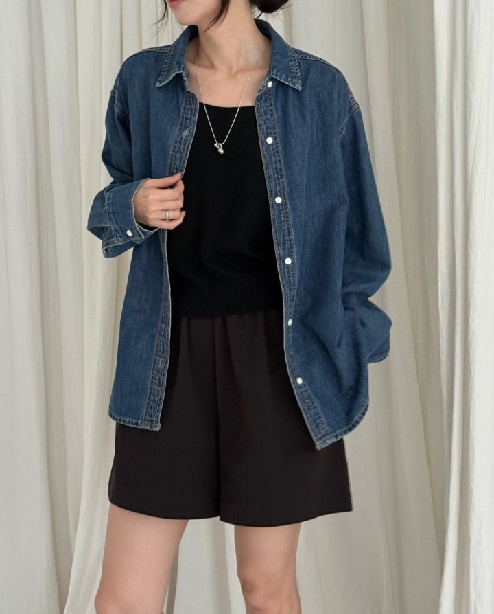 Amygrace - Korean Women Fashion - #momslook - Ciho Denim Shirt - 3