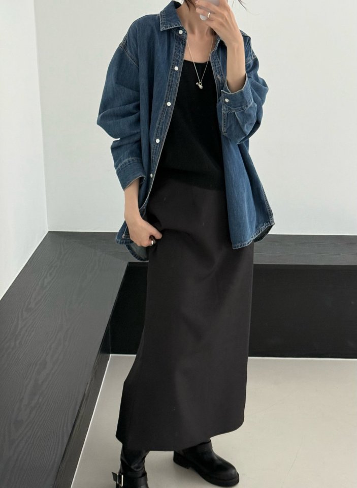 Amygrace - Korean Women Fashion - #momslook - Ciho Denim Shirt - 7